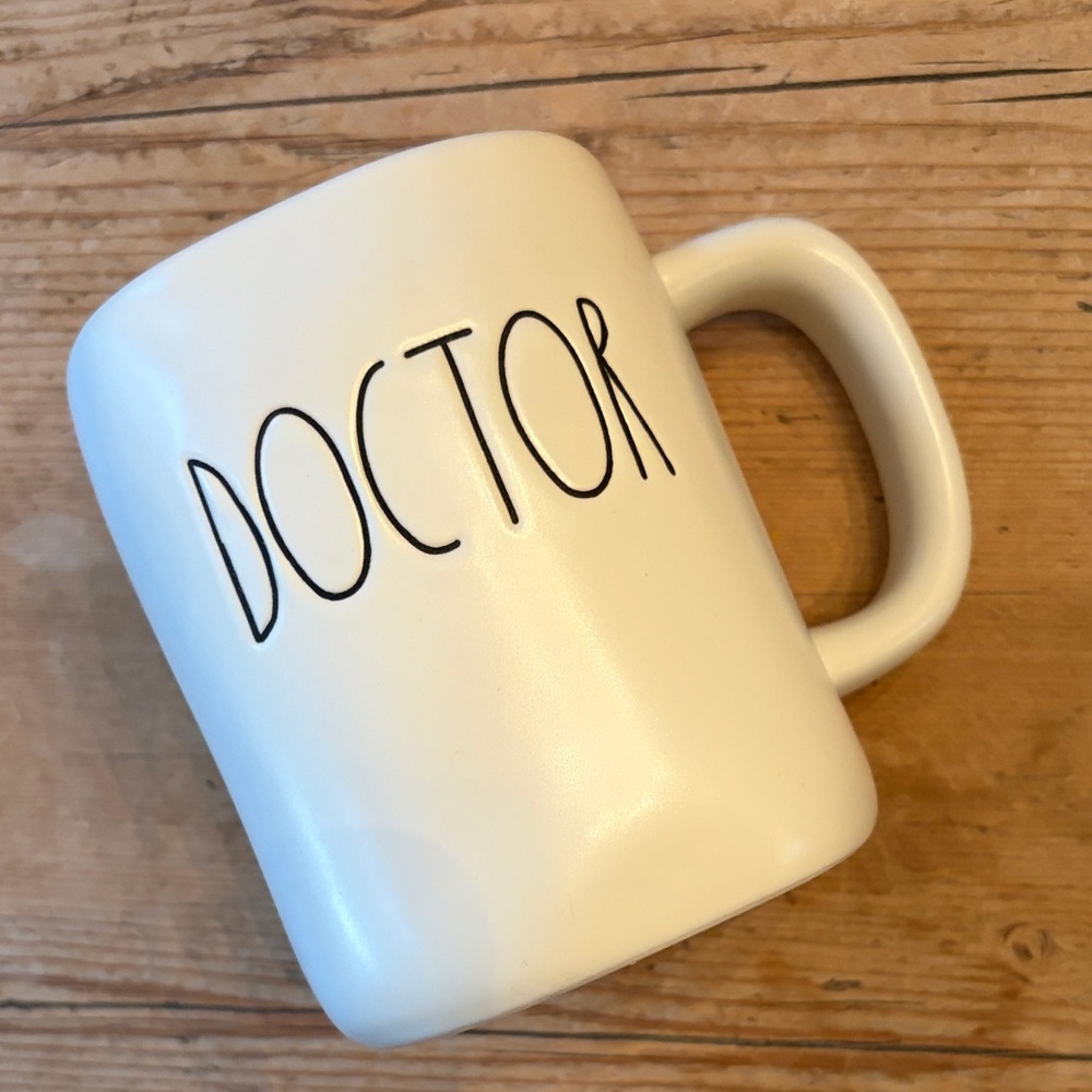 NWOT Rae Dunn 2019 LTD Edition “Doctor” Mug classic off white with black 16 oz